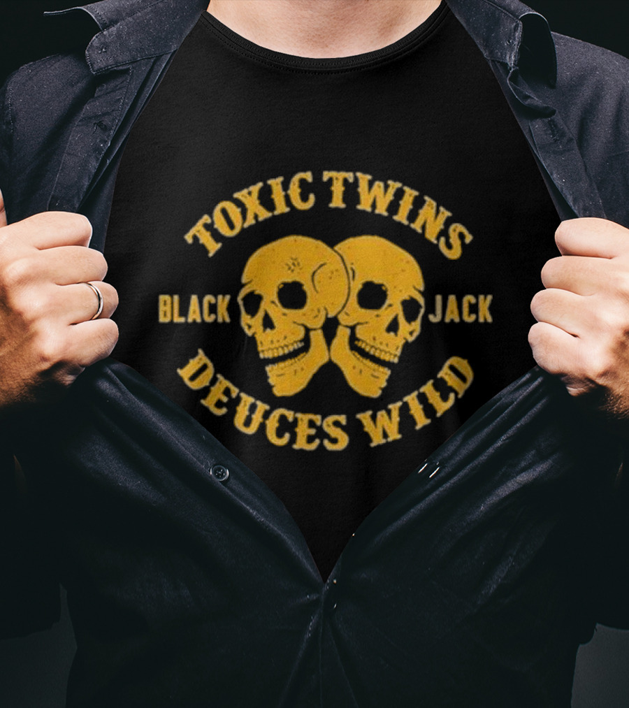 Toxic Twins Deuces Wild Black Jack Skull Skulls T-Shirt