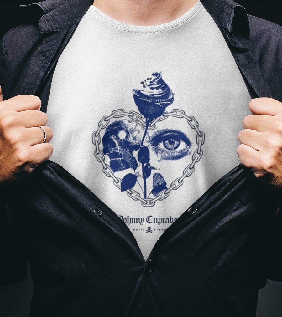 Johnny Cupcakes Heart Chain Skull Eye Rose Until Death T-Shirt