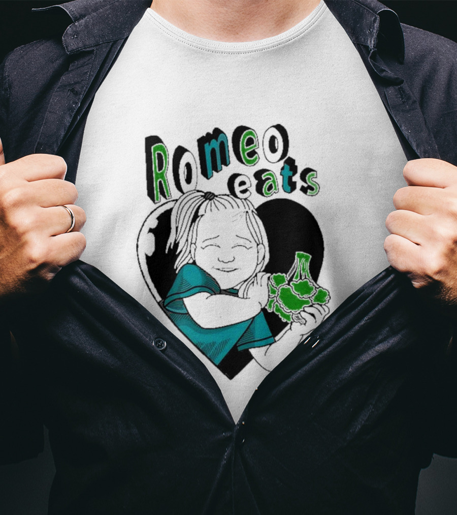Romeo Eats Broccoli Heart Toddler Hug T-Shirt