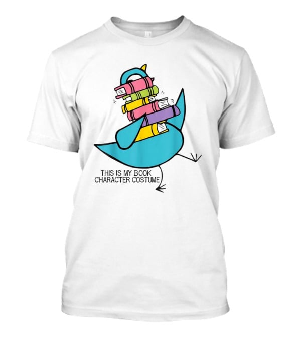 This Is My Book Character Costume Pigeon Holding Stack Of Books T-Shirt