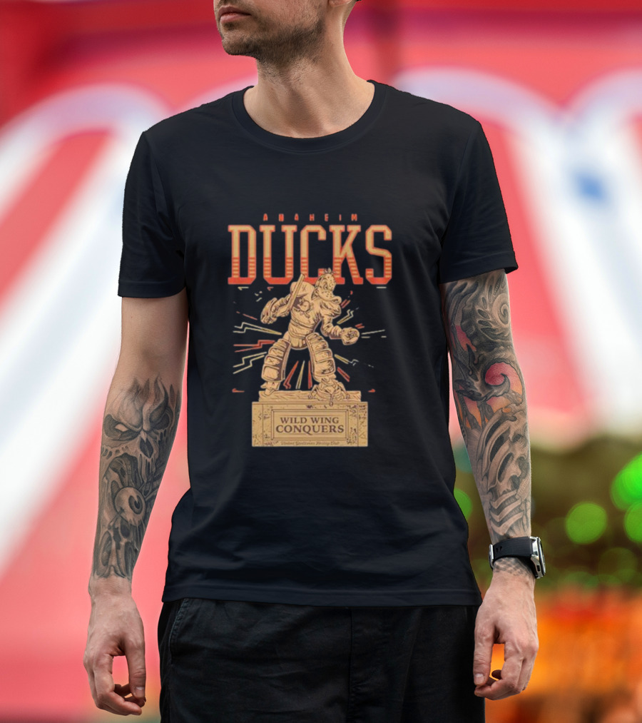 Anaheim Ducks Wild Wing Conquers Statue T-Shirt