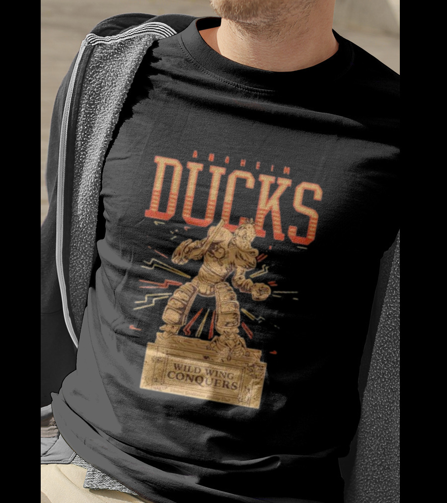 Anaheim Ducks Wild Wing Conquers Statue T-Shirt