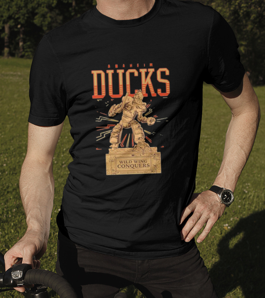 Anaheim Ducks Wild Wing Conquers Statue T-Shirt
