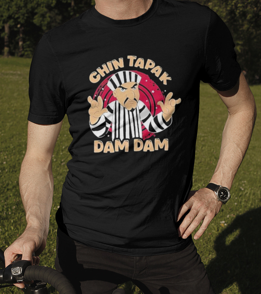 Chin Tapak Dam Dam Cartoon Villain With Stripes And Stars T-Shirt