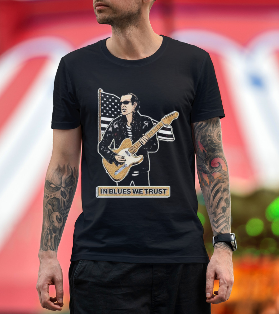 In Blues We Trust Joe Bonamassa Blues Hero American Flag Guitar T-Shirt