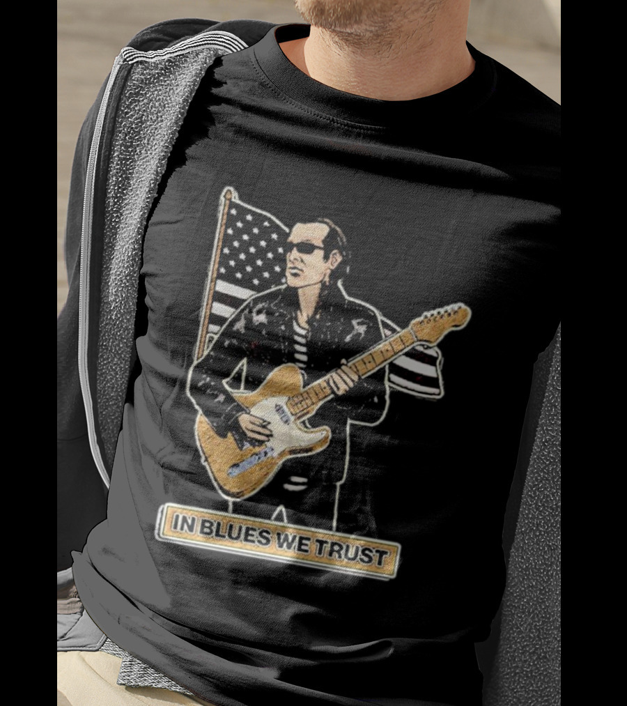 In Blues We Trust Joe Bonamassa Blues Hero American Flag Guitar T-Shirt
