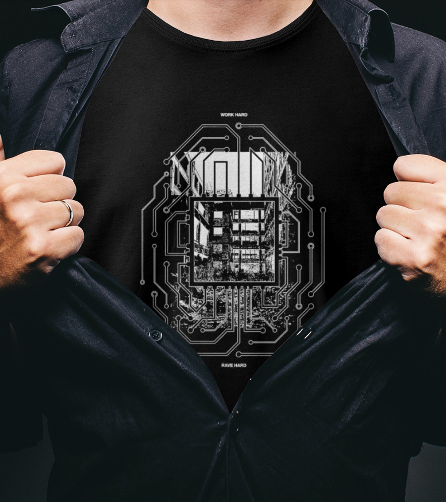 Work Hard Rave Hard Circuit Board Packard Plant T-Shirt