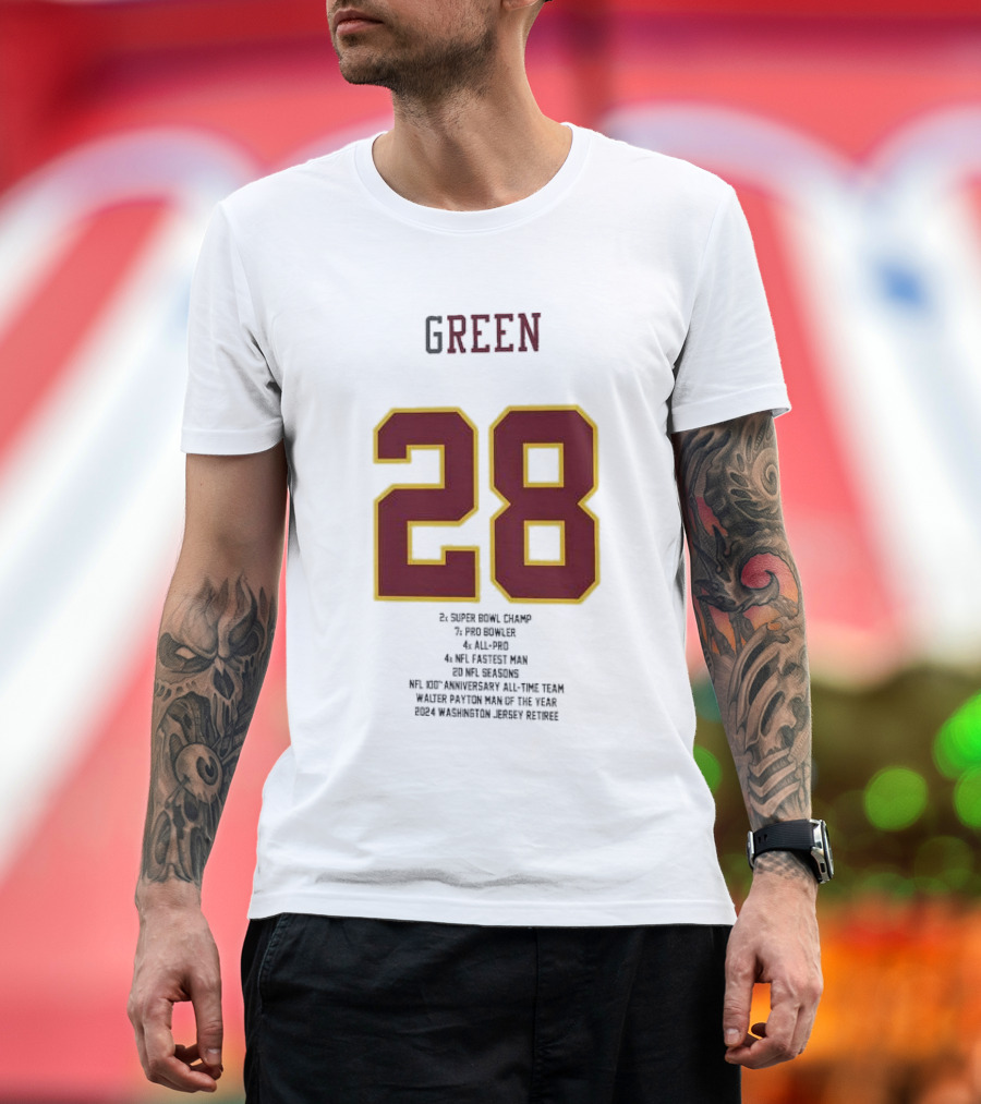 Darrell Green 28 Washington Commanders Super Bowl Champ Pro Bowler Mitchell and Ness Fashion T-Shirt
