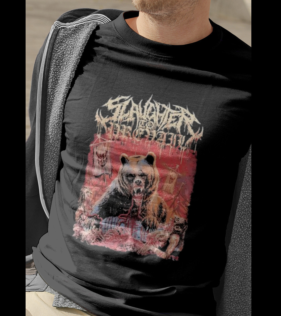 Slaughter To Prevail Bear With Blood-Soaked Banner Background T-Shirt