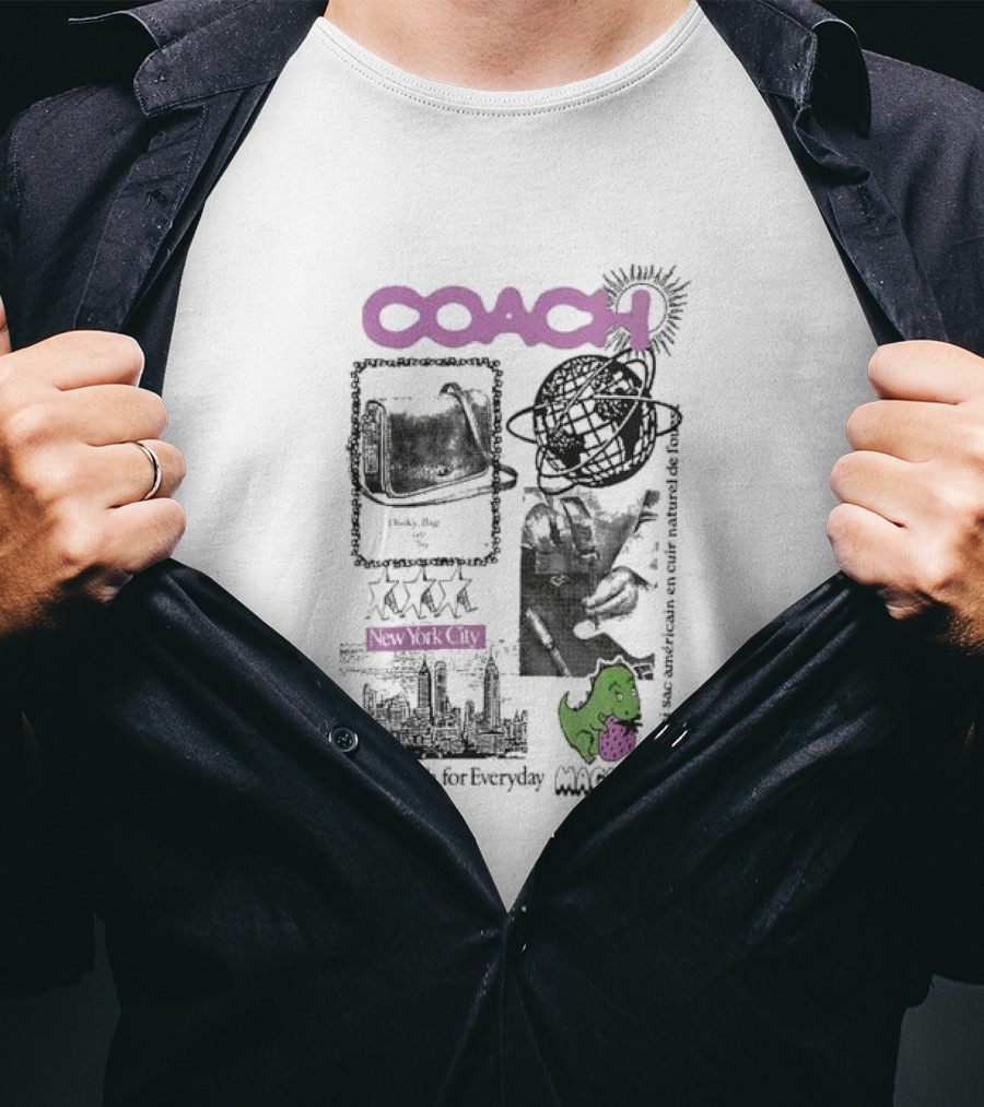 New York City COACH Vrai Sac Américain En Cuir Naturel The Coach For Everyday Magic T-Shirt