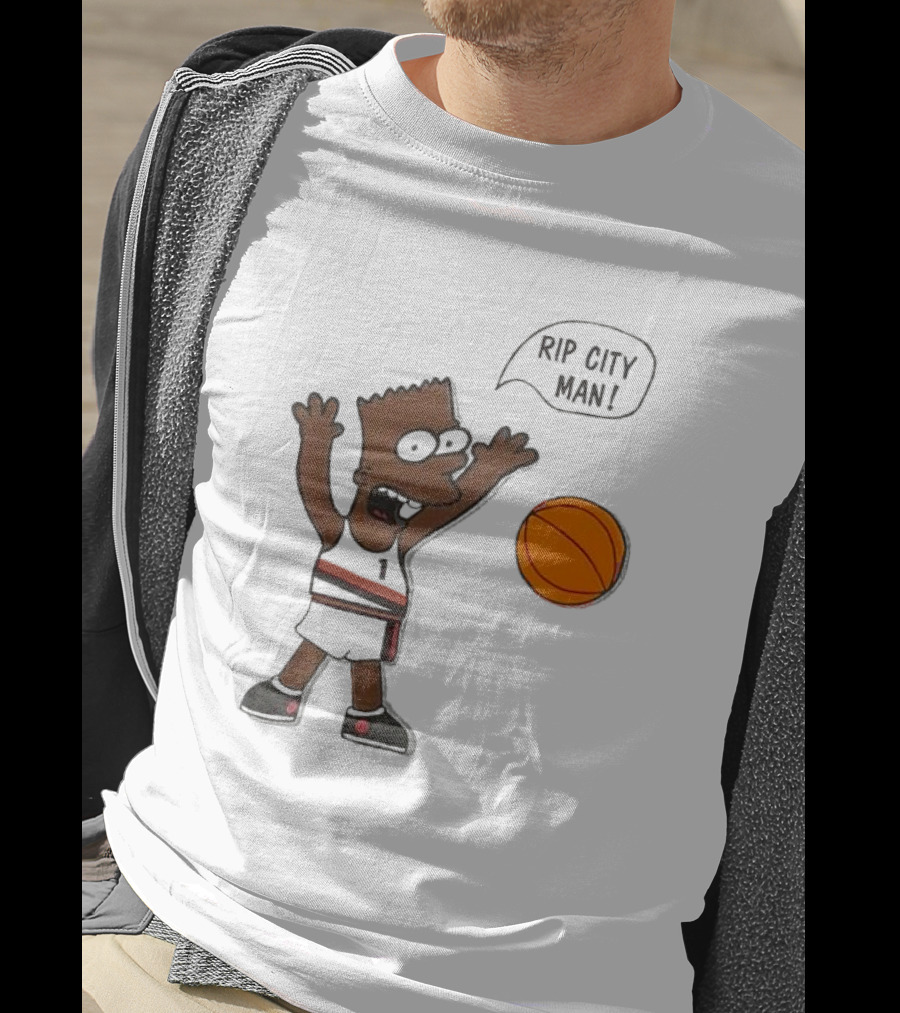 Rip City Man Bart Simpson Basketball Player With Orange Ball T-Shirt