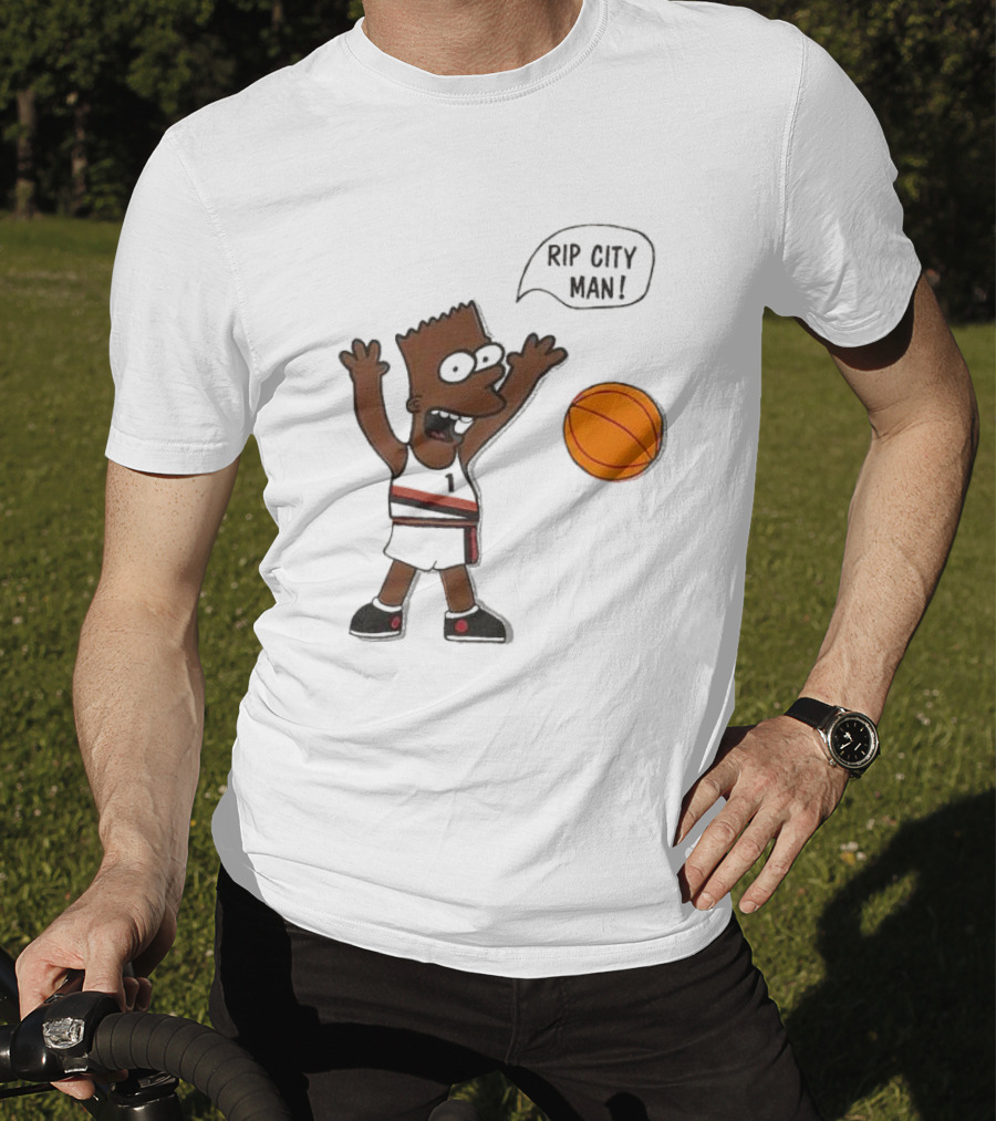 Rip City Man Bart Simpson Basketball Player With Orange Ball T-Shirt
