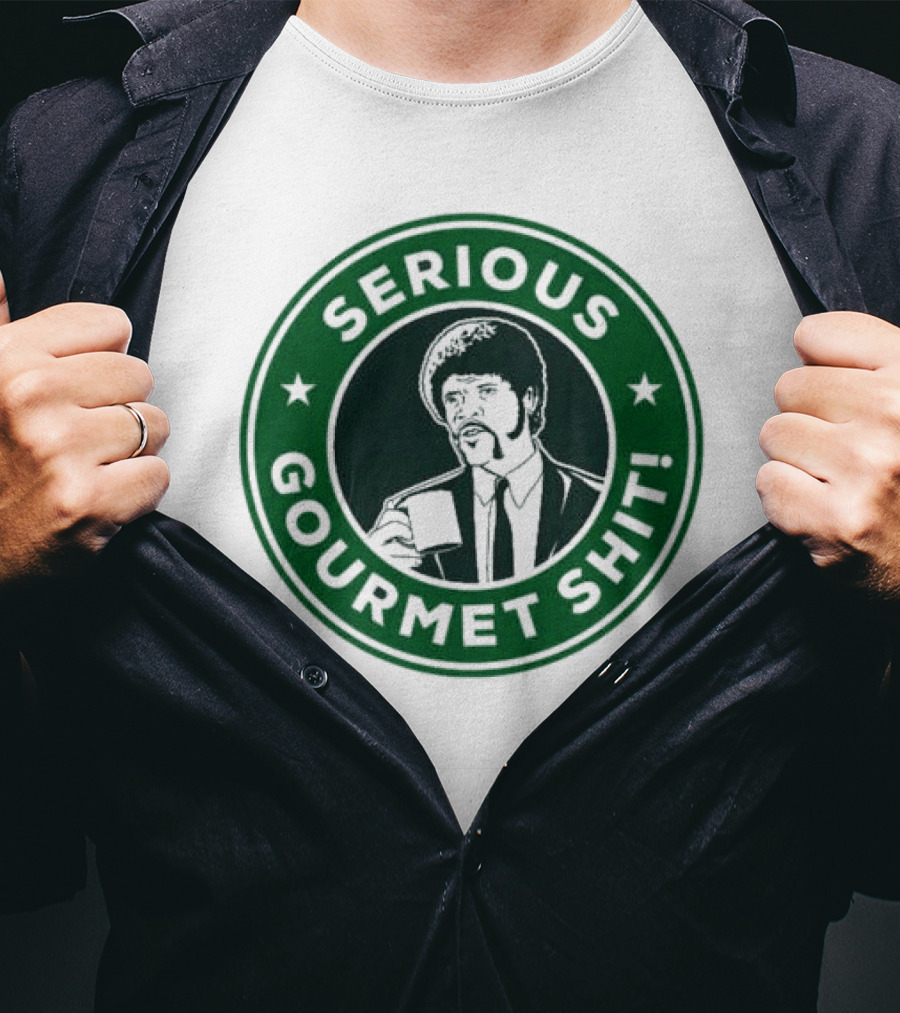 Serious Gourmet Shit Coffee Cup Meme Green Circle Emblem T-Shirt