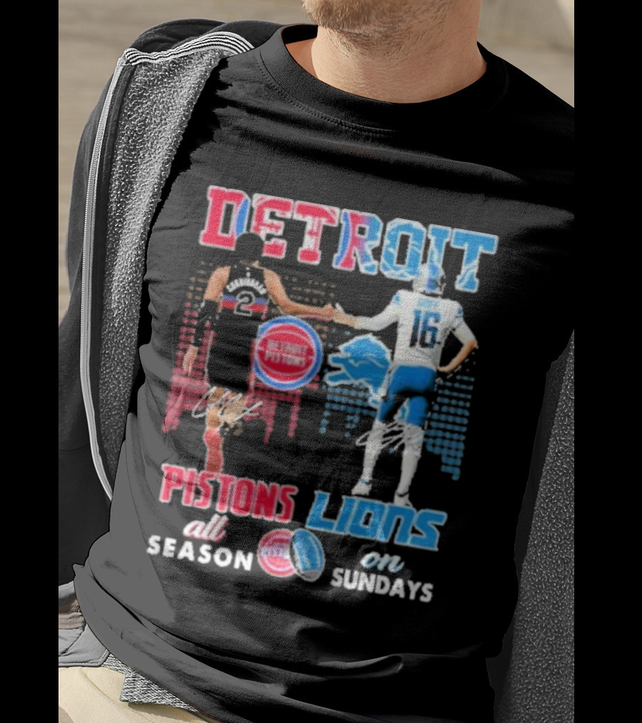 Detroit Pistons Lions All Season On Sundays T-Shirt