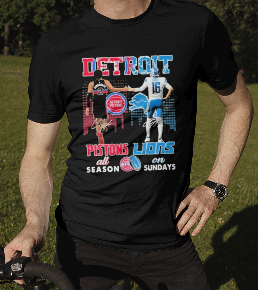 Detroit Pistons Lions All Season On Sundays T-Shirt