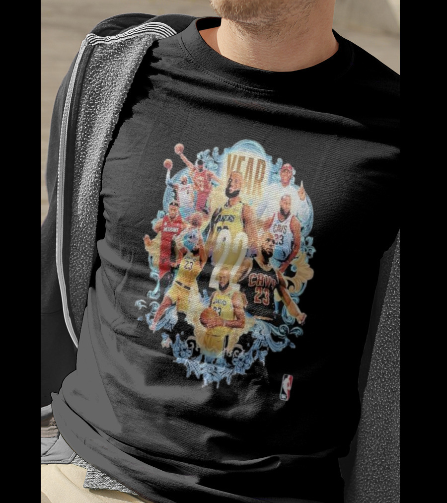 22 Years Of NBA Legend LeBron James In Lakers Cavs And Heat Jerseys T-Shirt