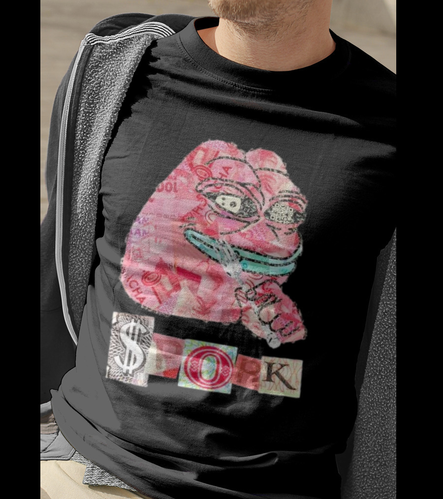 Pauly Spork Frog With Collage Pattern And Iconic Symbolism T-Shirt