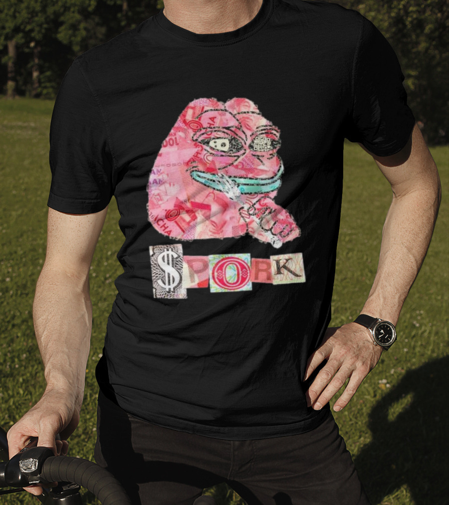 Pauly Spork Frog With Collage Pattern And Iconic Symbolism T-Shirt