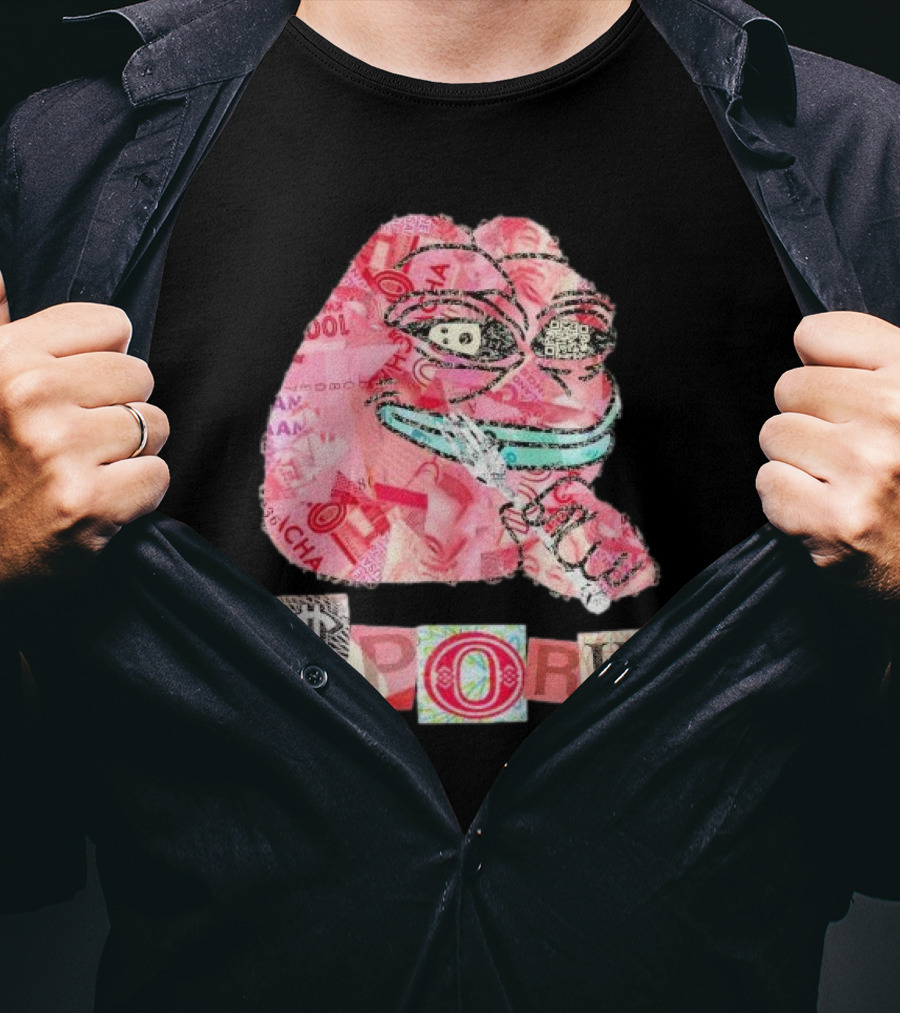 Pauly Spork Frog With Collage Pattern And Iconic Symbolism T-Shirt
