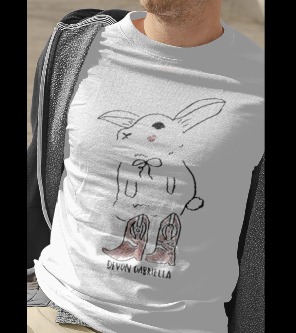 Devon Gabriella Bunny In Boots With Ribbon Bow And Cowboy Shoes T-Shirt