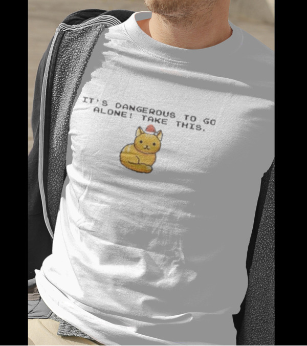 It's Dangerous To Go Alone Take This Cat Pixel T-Shirt