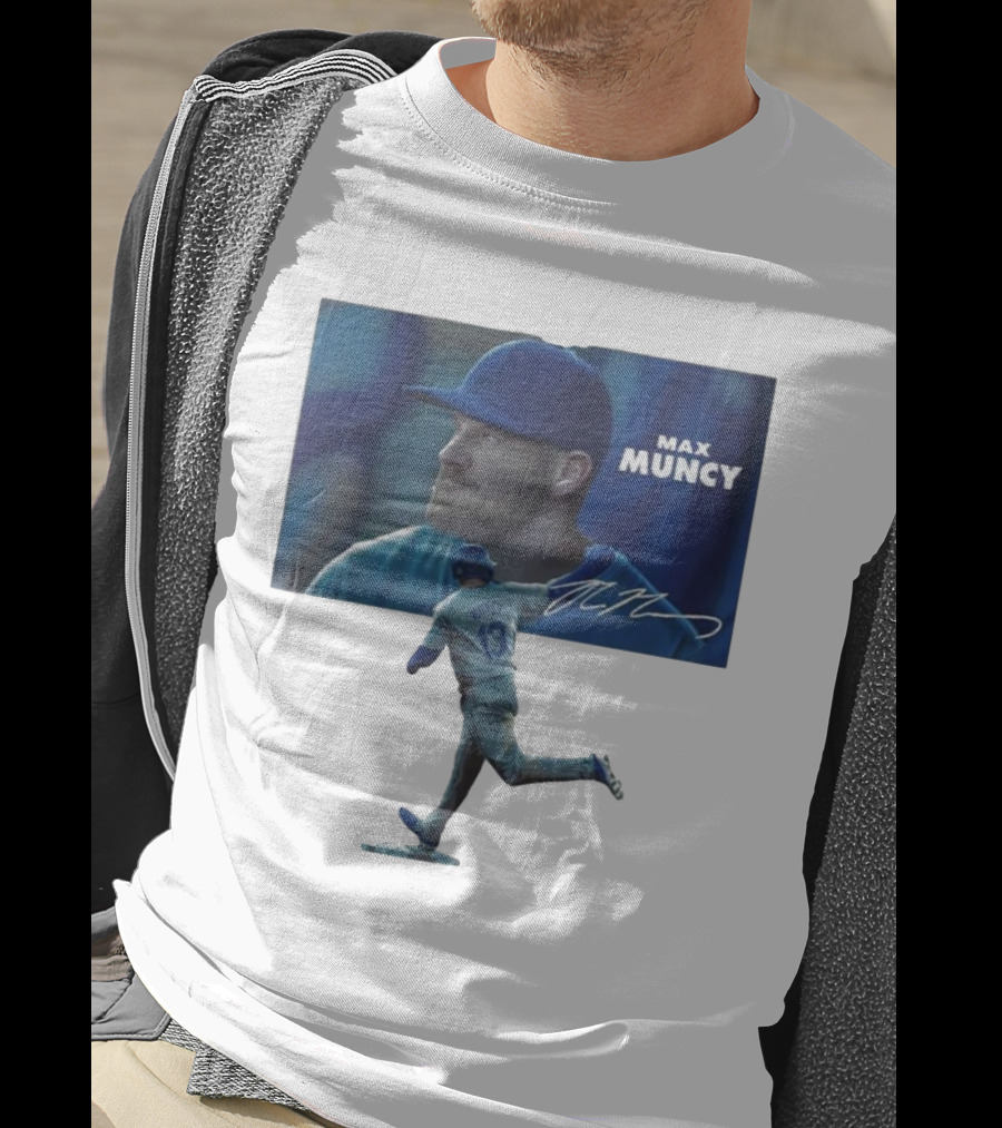 Max Muncy Baseball Figurine And Signature Photo T-Shirt