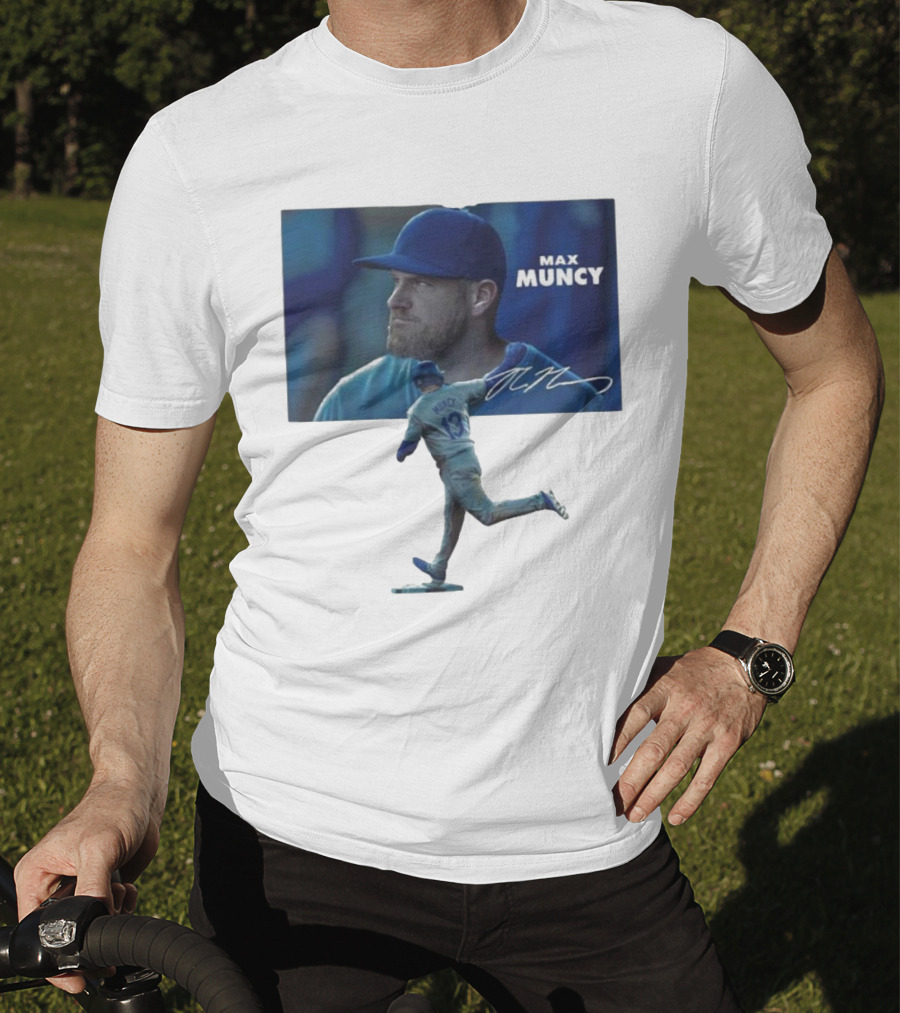 Max Muncy Baseball Figurine And Signature Photo T-Shirt