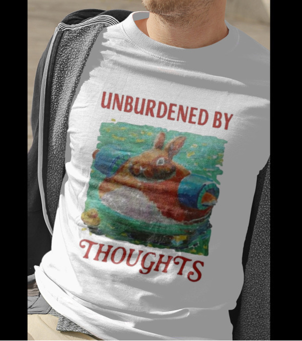 UNBURDENED BY THOUGHTS Rabbit Floating With Tube In Water Scene T-Shirt