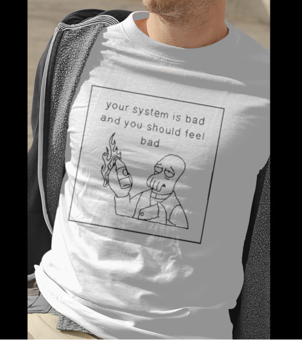 Your System Is Bad And You Should Feel Bad Futurama Zoidberg Flames T-Shirt