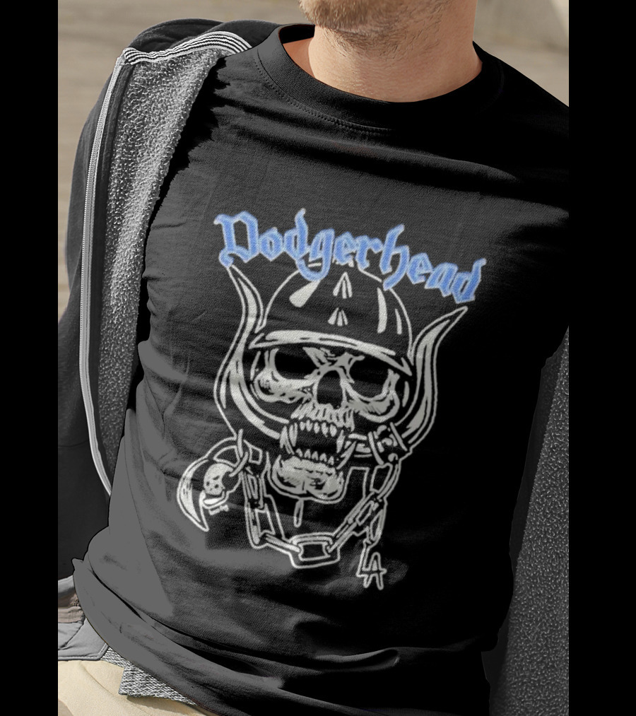 Dodgerhead Los Angeles Dodgers Skull Chain Helmet T-Shirt
