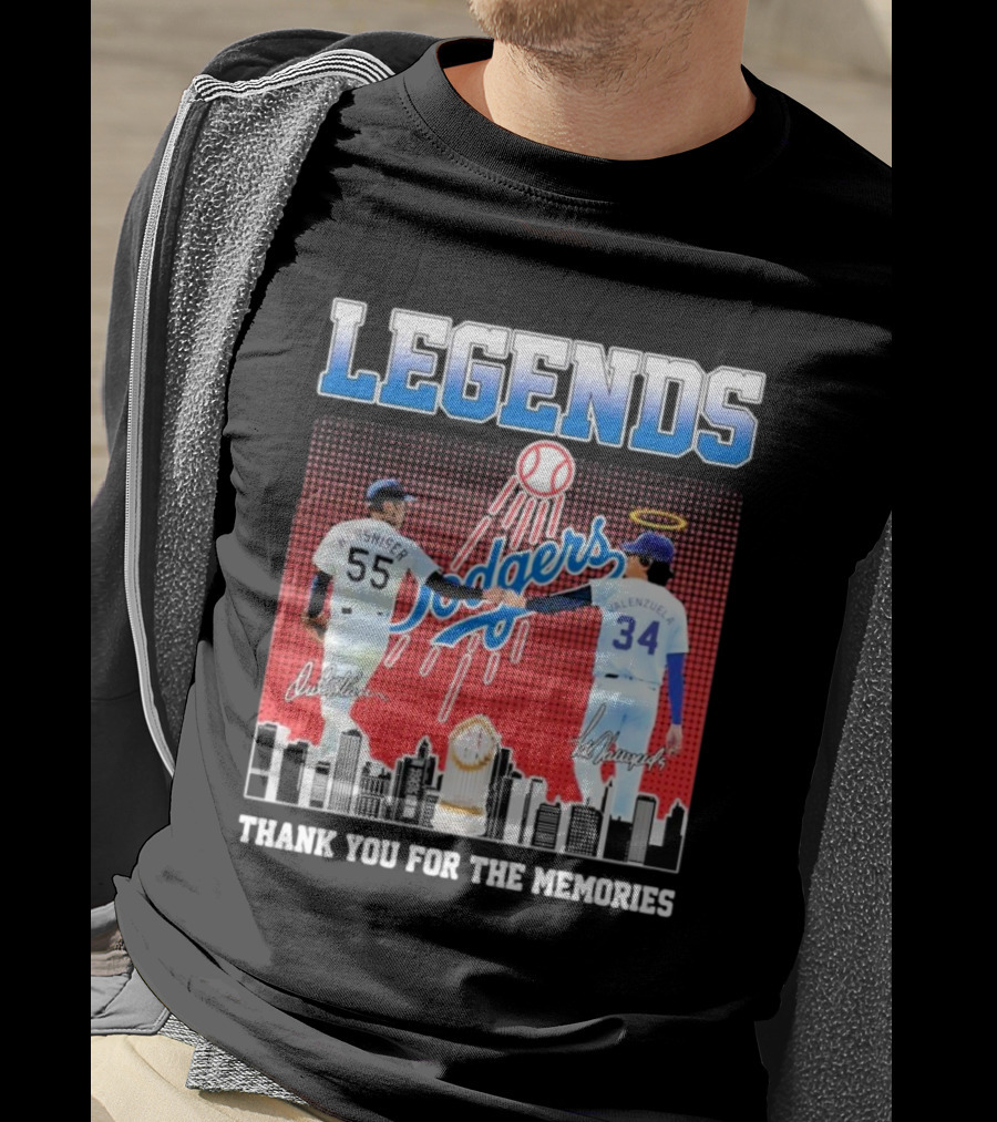 Legends Dodgers Orel Hershiser Fernando Valenzuela Thank You For The Memories T-Shirt