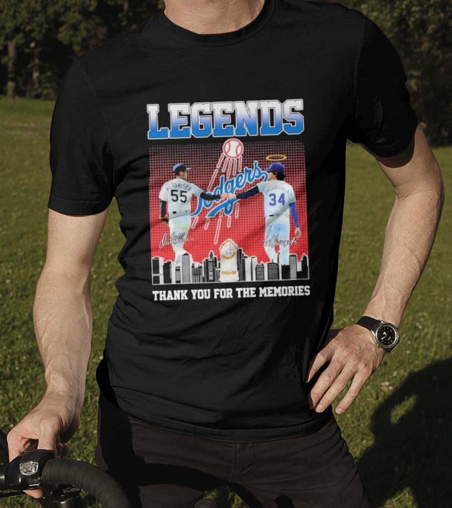 Legends Dodgers Orel Hershiser Fernando Valenzuela Thank You For The Memories T-Shirt
