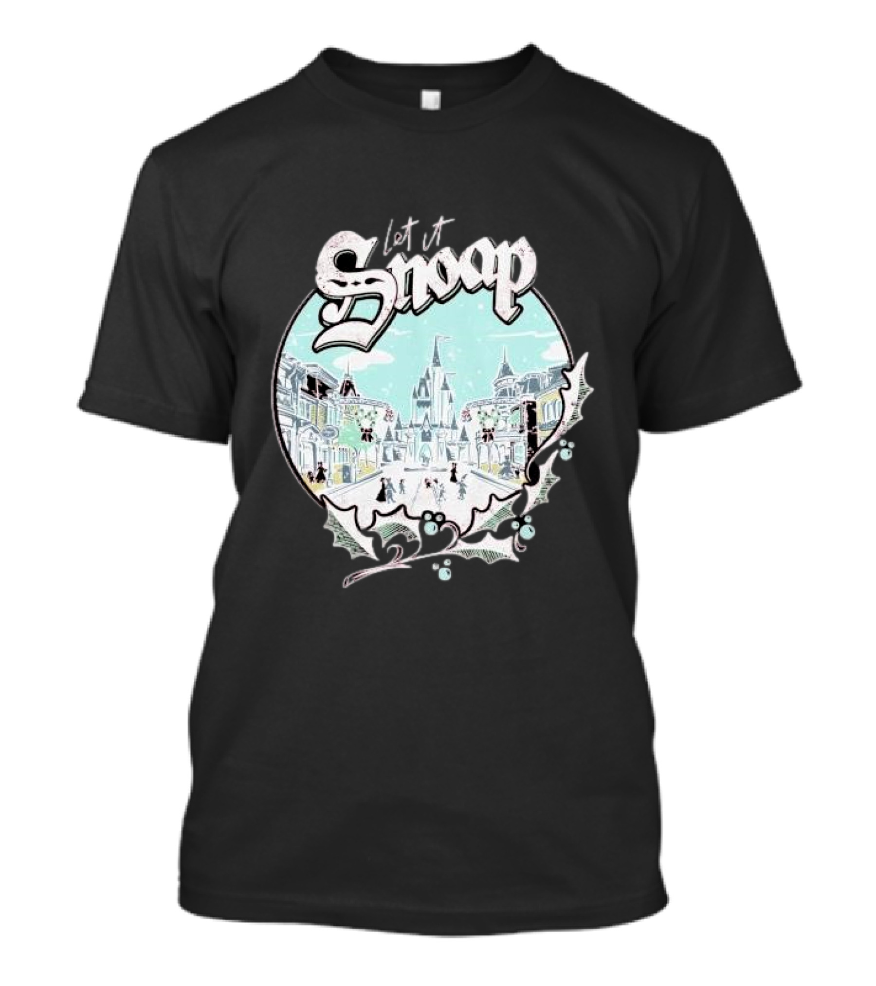 Let It Snoap Florida Day Main Street With Holly And Snowflakes Scene T-Shirt