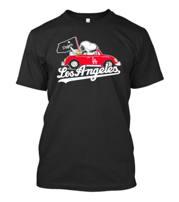 Los Angeles Dodgers Snoopy LA Car Dodgers Flag T-Shirt