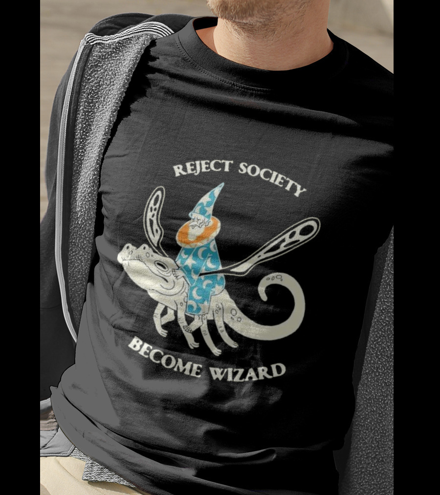 Reject Society Become Wizard Riding Mystical Creature T-Shirt