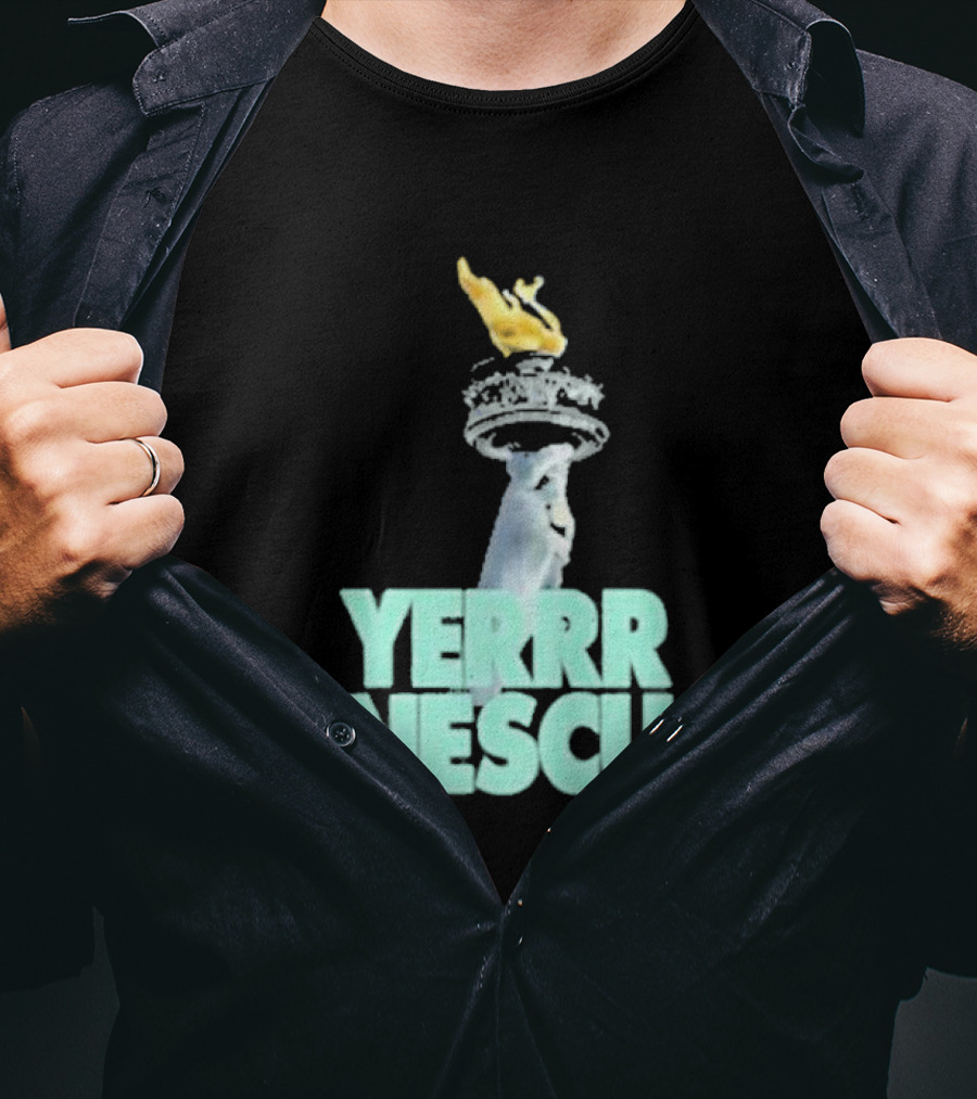 Sabrina Rocking The YERRR NESCU Statue Of Liberty Torch Flame T-Shirt
