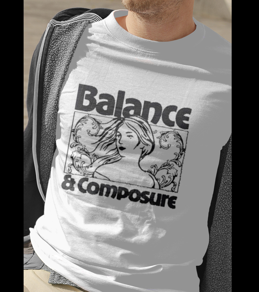 Balance And Composure Wyis Woman With Flowing Hair And Ornamental T-Shirt