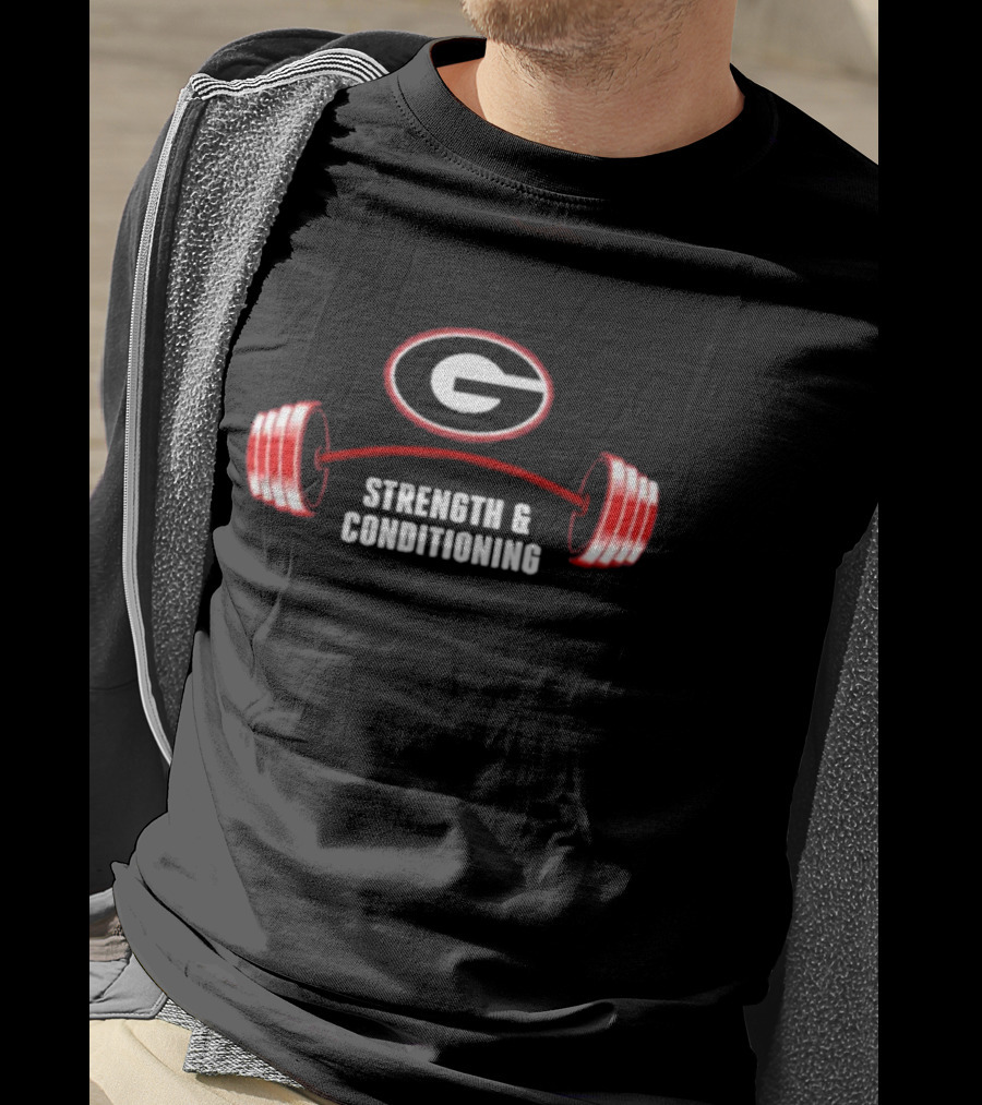 Georgia Bulldogs Strength And Conditioning Uga Gym Barbell T-Shirt