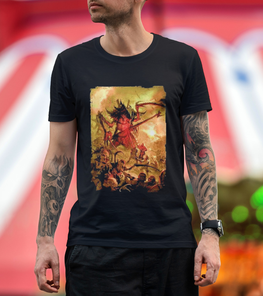 War Zone Octarius Rising Tide Black Tyranid Artwork Battle Scene T-Shirt
