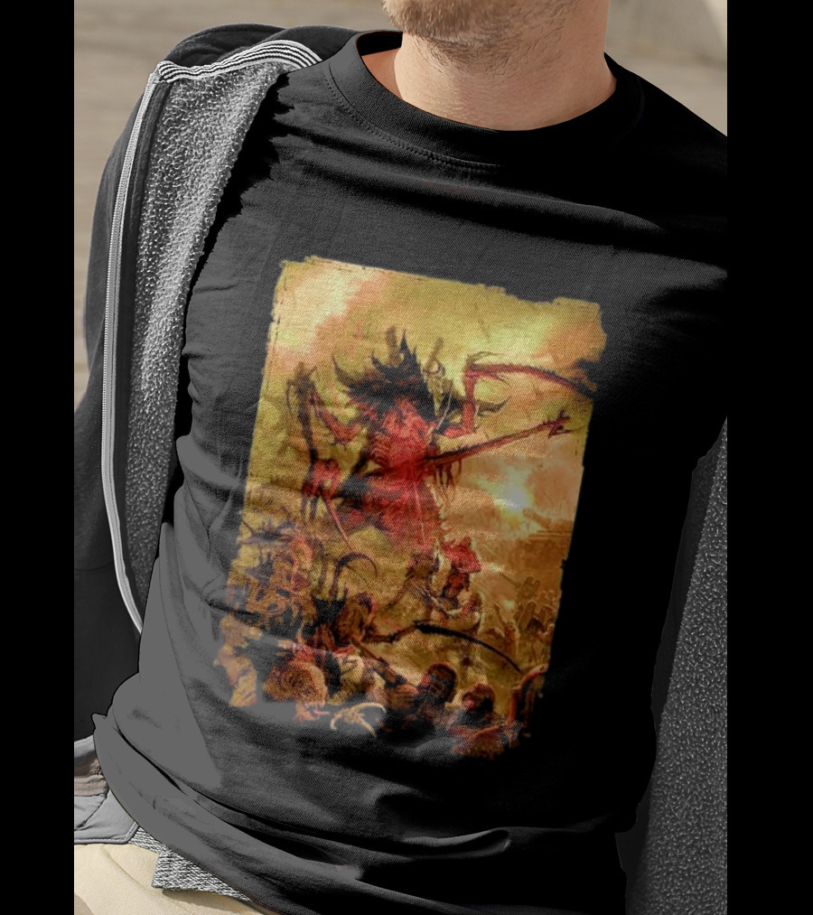 War Zone Octarius Rising Tide Black Tyranid Artwork Battle Scene T-Shirt