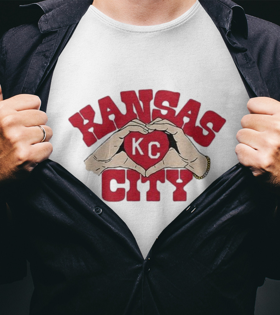 Kansas City KC Heart Hands Charlie Hustle Adults T-Shirt