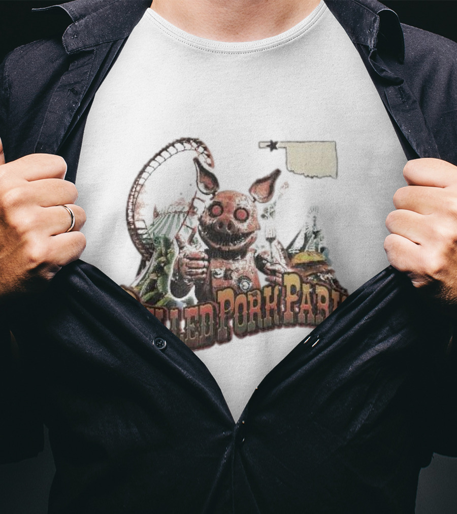 Pulled Pork Park Hivemind Roller Coaster Oklahoma Pig Carnival T-Shirt