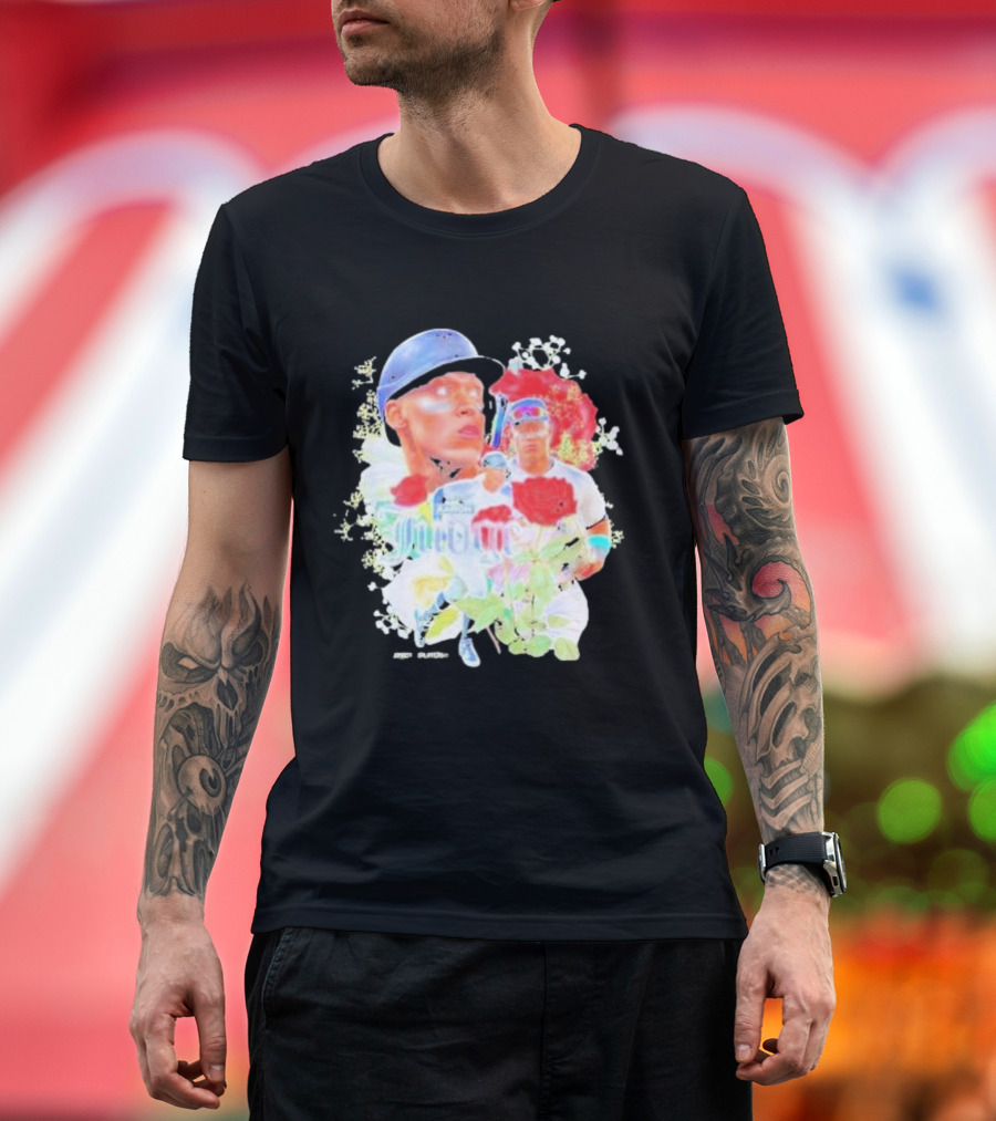 Aaron Judge Smell The Roses New York Yankees Baseball Player Floral T-Shirt