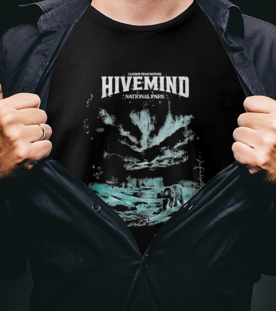 Closer Than Nature Hivemind National Park Bear Wilderness Scene T-Shirt