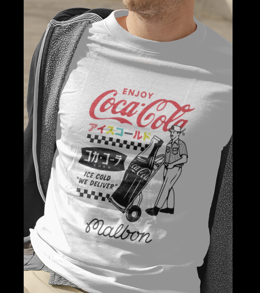 Enjoy Coca-Cola Ice Cold We Deliver Vintage Style Malbon Collaboration T-Shirt