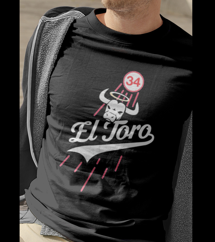 El Toro 34 Fernando Valenzuela Dodgers Bull Halo T-Shirt