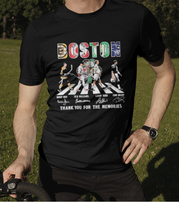 Boston Bobby Orr Ted Williams Larry Bird Tom Brady Thank You For The Memories T-Shirt