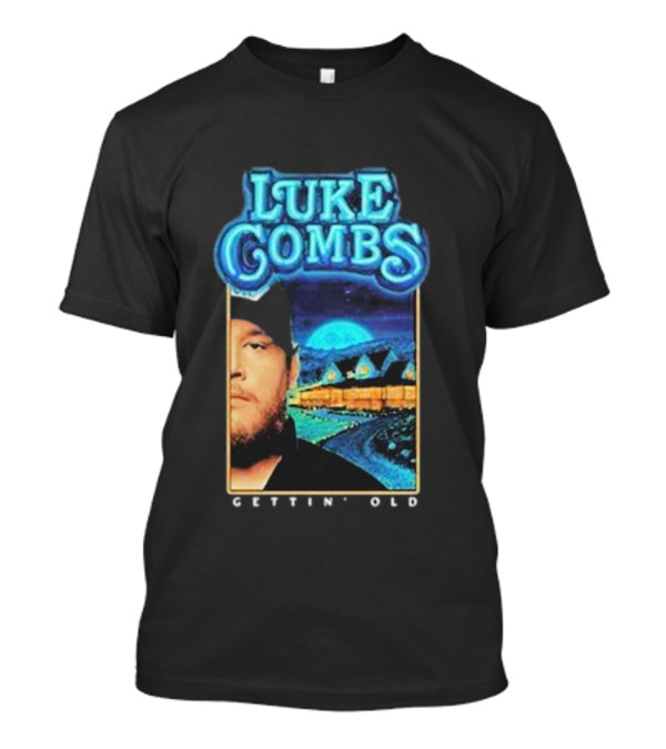 Luke Combs 2024 Tour Gettin' Old Moonlit Cabin Scene T-Shirt