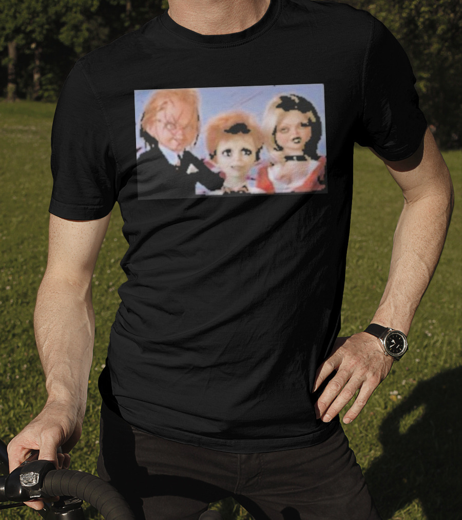 Chucky And Family Horror Characters In Distorted Family T-Shirt