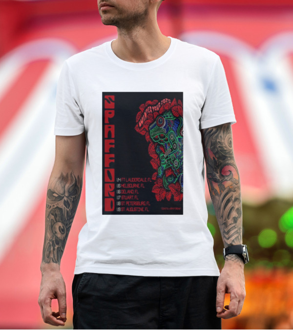 Premium T-Shirt: Spafford Winter Tour 2025 Florida Dates Ft Lauderdale Melbourne Deland Stuart St Petersburg St Augustine T-Shirt Spafford Winter Tour 2025 Florida Dates Ft Lauderdale Melbourne Deland Stuart St Petersburg St Augustine T-Shirt